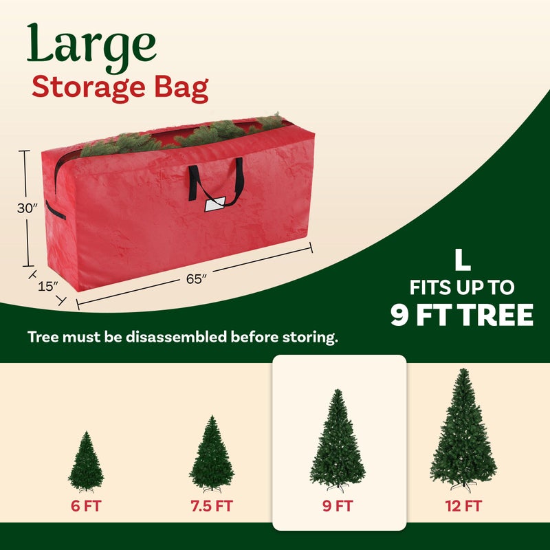 Elf Stor Set of 2 Christmas Tree Storage Bags - Fits 9-Foot Artificial Tree Each - Protect Holiday Decorations from Moisture and Damage by Elf Stor (Red) - Image 2